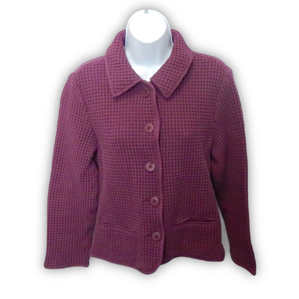 Cabelas Womens Jacket Coat Medium Quilted Purple / burgundyButton Up Long Sleeve